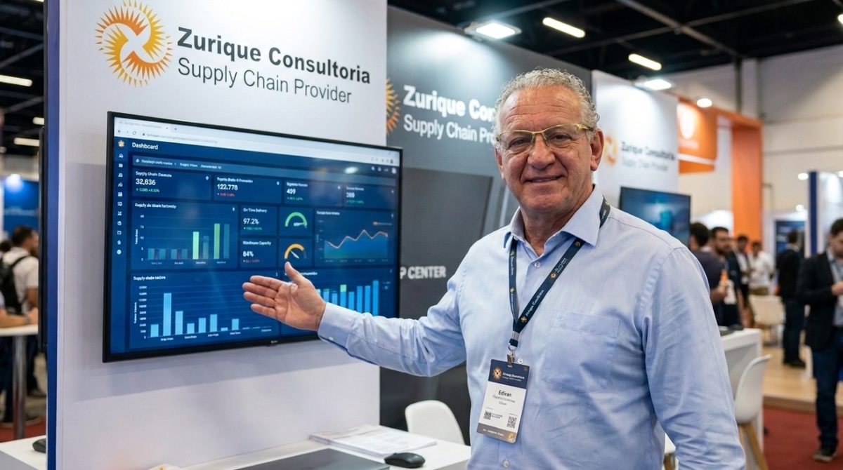 Edivan, diretor comercial da Zurique, apresentando soluções de planejamento industrial